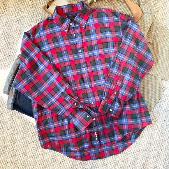 Lands' End Other - ✨Lands’ End Plaid Dress Shirt Light Flannel EUC Size 17 1/2 - 35✨